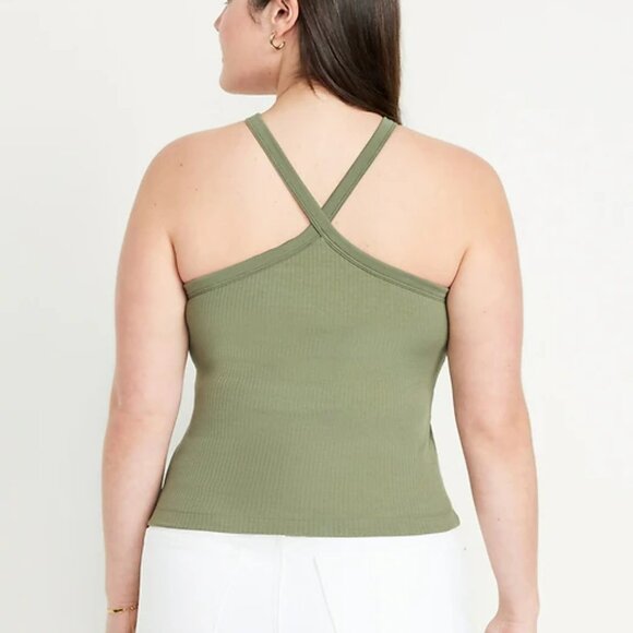 Old Navy Olive Green Ribbed Cross‑Strap Tank Top XL - Picture 3 of 4